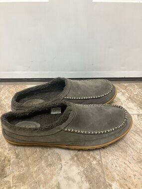 LL BEAN Men's Brown Suede Slide On Open Heel Mountain Slipper Scuffs Size 12